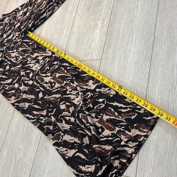 Zara Wide Leg Flowy Printed Palazzo Pant Brown Stretch Waist Size M - Picture 4 of 11